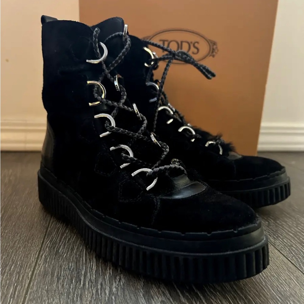 TOD’s Women’s Platform Suede and Fur boots Sz 6 EUC